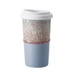 GIROFLIER Ceramic Travel Mug with Lid (12 oz) – Aesthetic Coffee Cup for Women & Men, Modern Minimalist Travel Mug, Microwave & Dishwasher Safe, Fits Car Cup Holder (Whispy Blue)