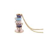 TengRiah Funny Stackable Enamel Tea Cup Necklace 3D Coffee Cup and Teapot Pendant Necklace Elegant Cute Creative Tea Cup Long-sleeved Sweater Necklace for women-2