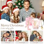 Personalized Gifts for Women Flower Double Wall Cute Novelty Monogrammed Glass Coffee Mug Tea Cup with Spoon Customized Wedding Favors Unique Christmas Birthday Gifts for Bride Wife Friends Sisters(L)