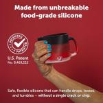 Silipint 16oz Silicone Coffee Mug – Unbreakable Dishwasher Safe Microwave Oven & Freezer Compatible Travel Mug – Non-Toxic Reusable Cup for Hot Coffee Tea or Cold Drinks (Classic Red) Pack of 1