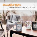 Christian Art Gifts Large Ceramic Inspirational Scripture Coffee & Tea Mug for Men: Strong & Courageous Bible Verse, Glossed Lion Non-toxic Lead-free Cup, Microwave/Dishwasher Safe, Black/Gray, 14 oz.