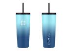 IRON °FLASK Classic Tumbler - Vacuum Insulated Stainless Steel Water Bottle, Double Walled, Drinking Cup, Insulated Travel Mug (Blue Waves, 24 oz Solid Lid)