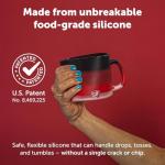 Silipint 16oz Silicone Coffee Mug – Unbreakable Dishwasher Safe Microwave Oven & Freezer Compatible Travel Mug – Non-Toxic Reusable Cup for Hot Coffee Tea or Cold Drinks, Classic Red - Pack of 2