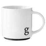 COLLECTIVE HOME Personalized Initial Coffee Mug with Gift Box, 15 oz Modern Ceramic Letter A-Z Monogram Cup, Minimalist Black & White Porcelain Mug for Birthday, Mother's Day, Office & Home (g)