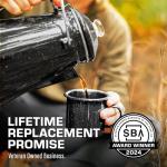 COLETTI Classic Enamel Set Coffee Percolator & Mugs — The Most Nostalgic Camping Coffee Pot, Now Modernized [Black Enamel, 12 Cup Percolator Coffee Pot & Set of 4 Mugs]