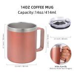 Volhoply 14oz Insulated Stainless Steel Coffee Mug with Lid Bulk 4 Pack,Double Wall Vacuum Travel Coffee Cup with Handle,Reusable Metal Cups Tumbler Cup,Camping Mugs,Ideal Gifts(Mix,4)