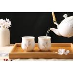 DUJUST Japanese Tea Cups Set of 4, White Porcelain Chinese Teacup, Cute Tea Cup Gift for Adults, Tea Lover/Women/Men (Plum in Golden)