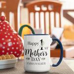 First Mothers Day Gifts, Personalized Happy 1st Mothers Day Coffee Mug w/Photo & Name, 11 or 15 Oz, 10 Colors Options, Custom Mom Mug, New Mom Gifts for Women - D1