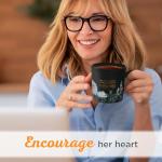 Christian Art Gifts Black Floral Ceramic Coffee Mug – 14 oz. Lead & Cadmium-free, Non-toxic Inspirational Scripture Coffee and Tea Mug for Women with Bible Verse: Strength & Dignity – Proverbs 31:25