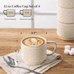DOWAN 12oz Coffee Mugs Set of 4, Ceramic Coffee Mugs, Stackable Cappuccino Cups, Microwave Safe and Large Handle, Office and Home Use