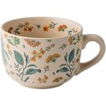 hengshukeji Large Coffee Cup Ceramic Soup Mug, 26 oz Floral Porcelain Mug with Handle, Microwave & Dishwasher Safe Cup for Coffee, Tea, Soup, Breakfast Use (Summer Flower)