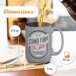 Christian Art Gifts Large Ceramic Inspirational Scripture Coffee & Tea Mug for Men & Women: Stand Firm Encouraging Bible Verse, Microwave & Dishwasher Safe Non-toxic Hot/Cold Cup, Gray & Black, 14 oz.