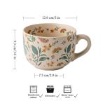 hengshukeji Large Coffee Cup Ceramic Soup Mug, 26 oz Floral Porcelain Mug with Handle, Microwave & Dishwasher Safe Cup for Coffee, Tea, Soup, Breakfast Use (Summer Flower)