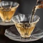 Zenation Elegant Petal-Shaped Glass Tea Cup and Saucer Set – 2-Piece Small Tasting Set, Delicate Flower Design for Refined Tea or Sake Enjoyment