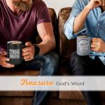 Christian Art Gifts Large Ceramic Inspirational Scripture Coffee & Tea Mug for Men & Women: Stand Firm Encouraging Bible Verse, Microwave & Dishwasher Safe Non-toxic Hot/Cold Cup, Gray & Black, 14 oz.