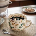 hengshukeji Large Coffee Cup Ceramic Soup Mug, 26 oz Floral Porcelain Mug with Handle, Microwave & Dishwasher Safe Cup for Coffee, Tea, Soup, Breakfast Use (Summer Flower)