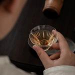 Zenation Elegant Petal-Shaped Glass Tea Cup and Saucer Set – 2-Piece Small Tasting Set, Delicate Flower Design for Refined Tea or Sake Enjoyment