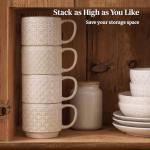 DOWAN 12oz Coffee Mugs Set of 4, Ceramic Coffee Mugs, Stackable Cappuccino Cups, Microwave Safe and Large Handle, Office and Home Use