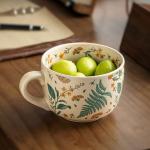 hengshukeji Large Coffee Cup Ceramic Soup Mug, 26 oz Floral Porcelain Mug with Handle, Microwave & Dishwasher Safe Cup for Coffee, Tea, Soup, Breakfast Use (Summer Flower)