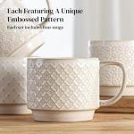 DOWAN 12oz Coffee Mugs Set of 4, Ceramic Coffee Mugs, Stackable Cappuccino Cups, Microwave Safe and Large Handle, Office and Home Use