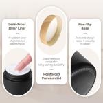 2 oz Matt Black Glass Jars with Lids, 3 Pack Small Glass Containers with Plastic Woodgrain Lids & Inner Liners, Empty Reusable Airtight Cosmetic Containers for Tea, Coffee, Creams, Lotion, Spice