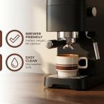 MOCERAKAI Stackable Coffee Mug Sets of 4 with Rack Tea Cup Set with Spoon 11oz for Coffee, Tea, Cocoa, Cappuccino, Hot Chocolate Ceramic Espresso Cups with Coffee Cup Holder, theme of Geometric