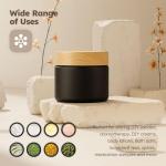 2 oz Matt Black Glass Jars with Lids, 3 Pack Small Glass Containers with Plastic Woodgrain Lids & Inner Liners, Empty Reusable Airtight Cosmetic Containers for Tea, Coffee, Creams, Lotion, Spice