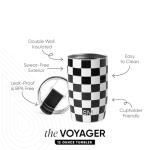 Simple Modern Voyager Travel Coffee Mug Tumbler with Flip Lid | Reusable Insulated Stainless Steel Cold Brew Iced Coffee Cup Thermos | Gifts for Women Men Him Her | 12oz | Black and White Checkmate