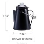 COLETTI Classic Percolator Coffee Pot — The Most Nostalgic Camping Coffee Pot, Now Modernized [Matte Gray Enamel, 12 Cup]
