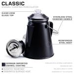 COLETTI Classic Percolator Coffee Pot — The Most Nostalgic Camping Coffee Pot, Now Modernized [Matte Gray Enamel, 12 Cup]