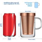 ecooe Tea Infuser Mug 16.9oz Glass Tea Cup with Removable Stainless Steel Infuser and Lid, Clear Glass Tea Cup 500ml Teacup for Loose Leaf Tea, Birthday for Parents Dad Mum Friends (Bronze)