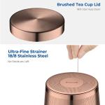 ecooe Tea Infuser Mug 16.9oz Glass Tea Cup with Removable Stainless Steel Infuser and Lid, Clear Glass Tea Cup 500ml Teacup for Loose Leaf Tea, Birthday for Parents Dad Mum Friends (Bronze)