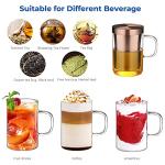 ecooe Tea Infuser Mug 16.9oz Glass Tea Cup with Removable Stainless Steel Infuser and Lid, Clear Glass Tea Cup 500ml Teacup for Loose Leaf Tea, Birthday for Parents Dad Mum Friends (Bronze)