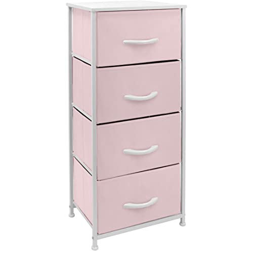 Pink Dresser Storage Tower with Fabric Bins