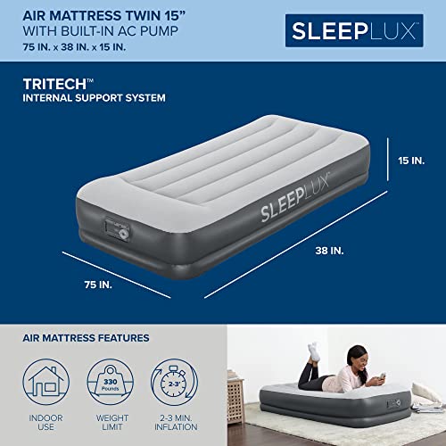SleepLux Twin Inflatable Air Mattress with Pump