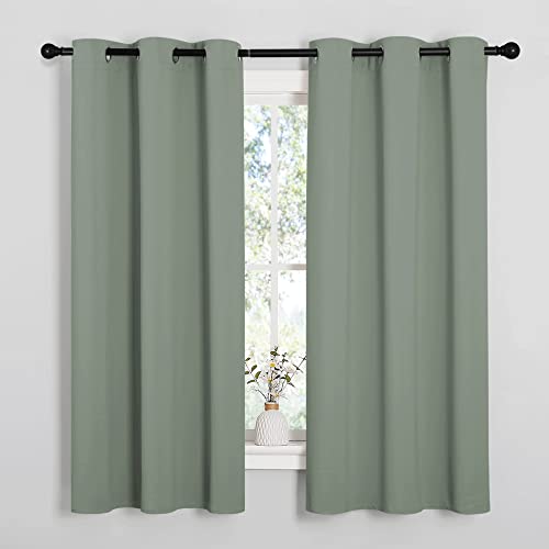 Greyish Green Blackout Curtains for Boys' Room