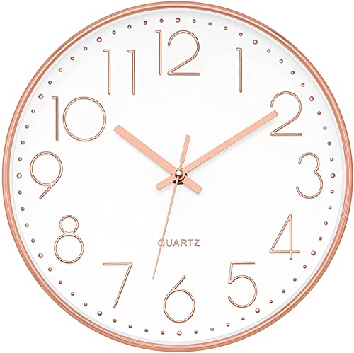 Rose Gold Silent Quartz Wall Clock for Home Decor