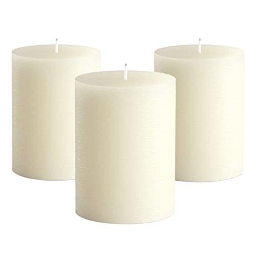 Ivory Unscented Pillar Candles - 3 Pack