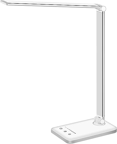 Dimmable White Crown LED Desk Lamp with USB Port