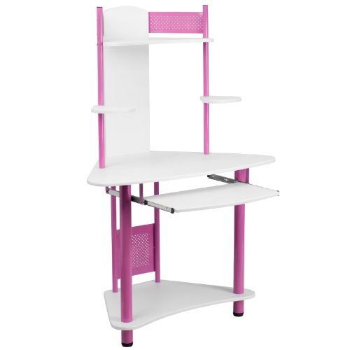 Pink Corner Computer Desk with Hutch by Flash Furniture