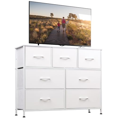 Stylish 7-Drawer Fabric Storage Dresser in White