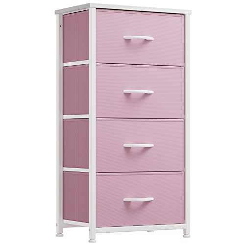 Pink Fabric Storage Drawer Set with 4 Bins