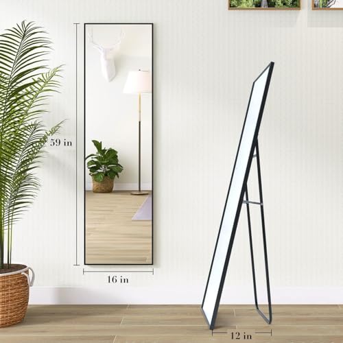 Stylish 59" Full-Length Standing Mirror - Black