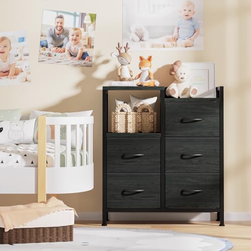 Stylish Black Oak Nightstand with Storage Drawer