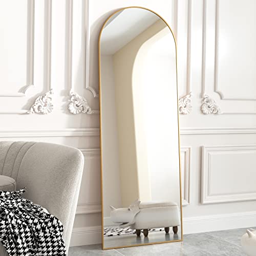 Gold Arched Full Length Leaning Mirror 64"x21