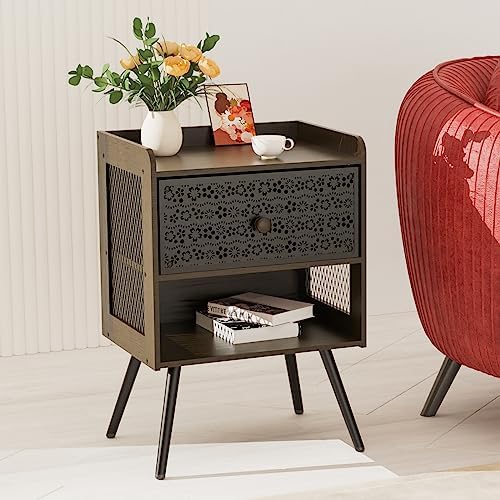Stylish Set of 2 Nightstands with Open Shelf