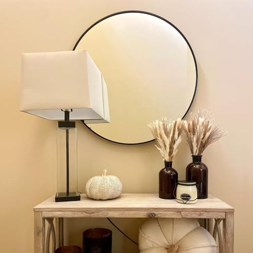 Oruii 24-Inch Black Round Wall Mirror