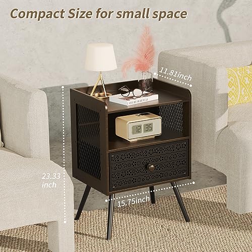 Stylish Set of 2 Nightstands with Open Shelf