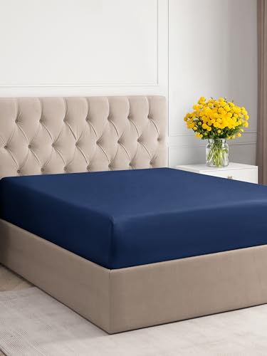 Twin XL Navy Blue Fitted Bed Sheet - Luxury