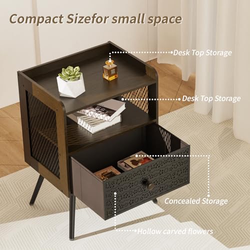 Stylish Set of 2 Nightstands with Open Shelf